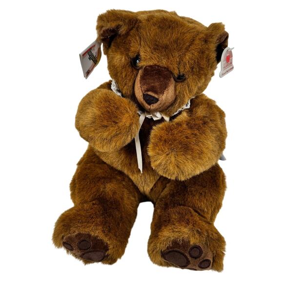 Vtg Heartline Teddy Bear Plush Because You Are Special 1987 Crochet Collar 13” - Picture 1 of 11